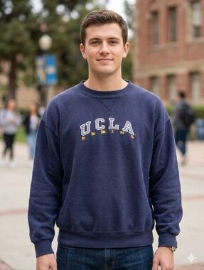 Russell Athletic Navy UCLA Crewneck Sweatshirt with Gold Lettering